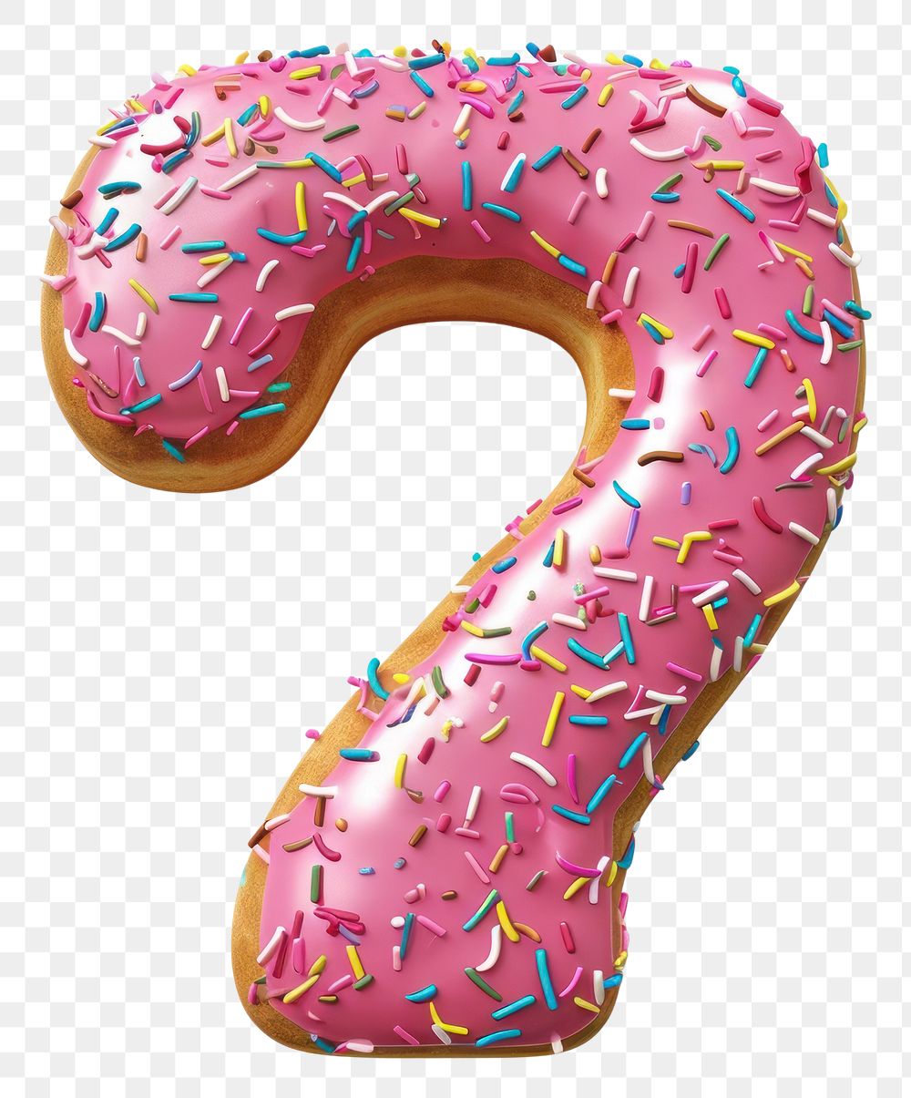 PNG Donut in Number Shaped of 7 dessert donut food.
