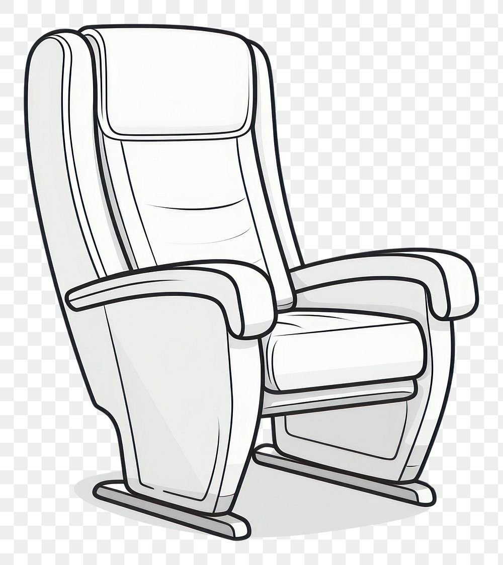 PNG Airplane seat furniture armchair white background.