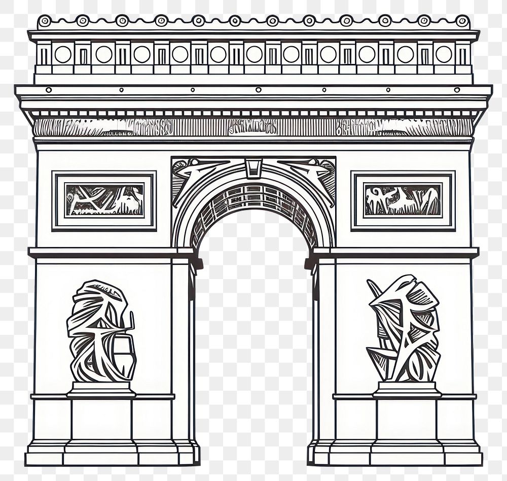 PNG Arc de triomphe architecture drawing sketch.