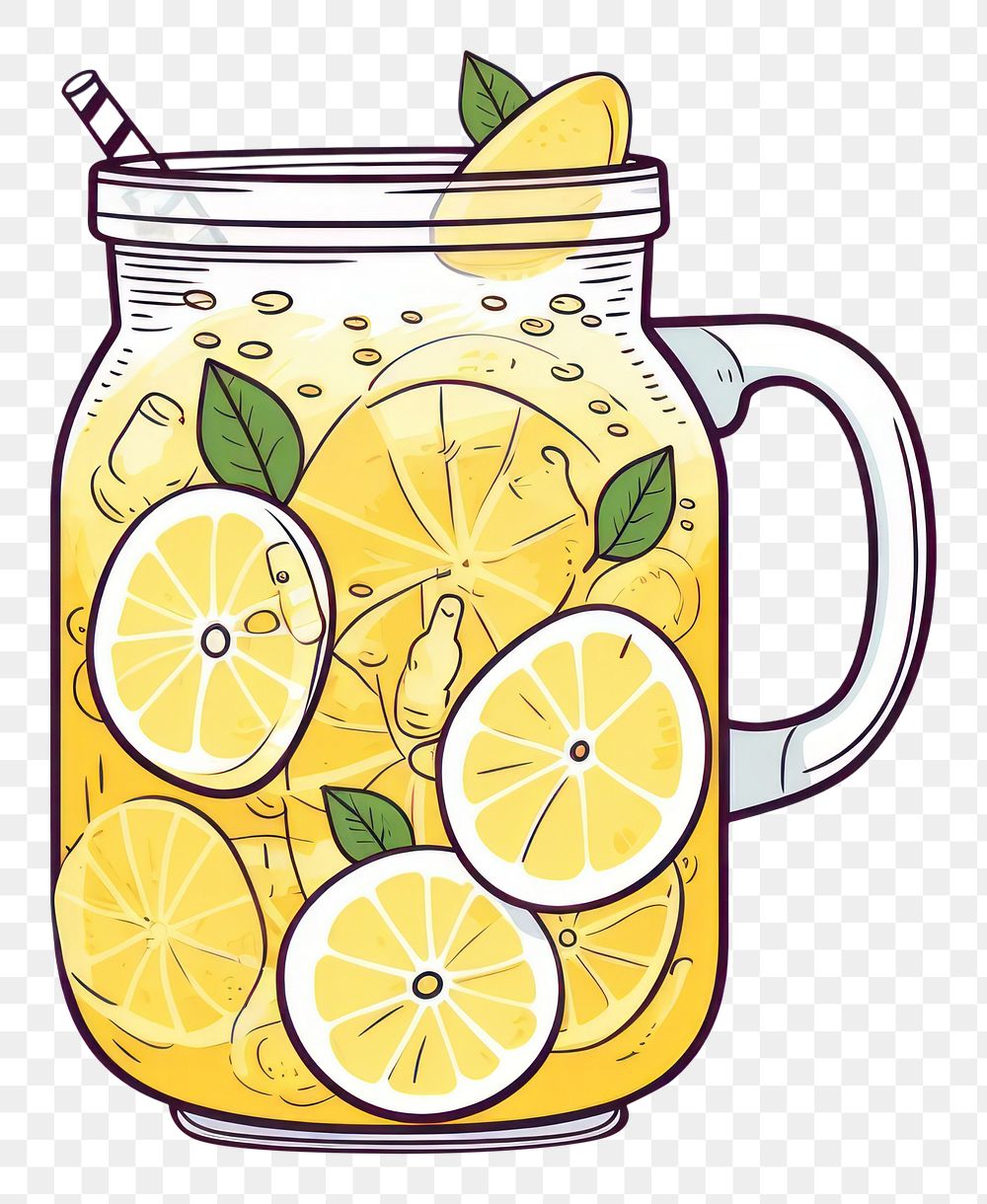 PNG Jug of lemonade fruit drink food.