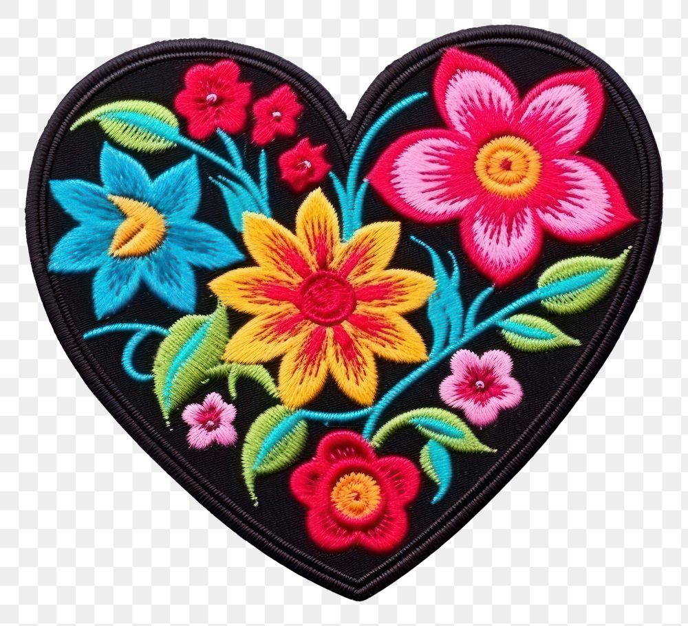 PNG Heart embroidery pattern white background.