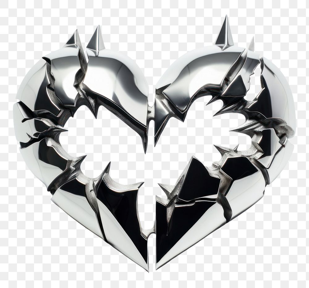 PNG Broken heart in Chrome material white white background creativity.
