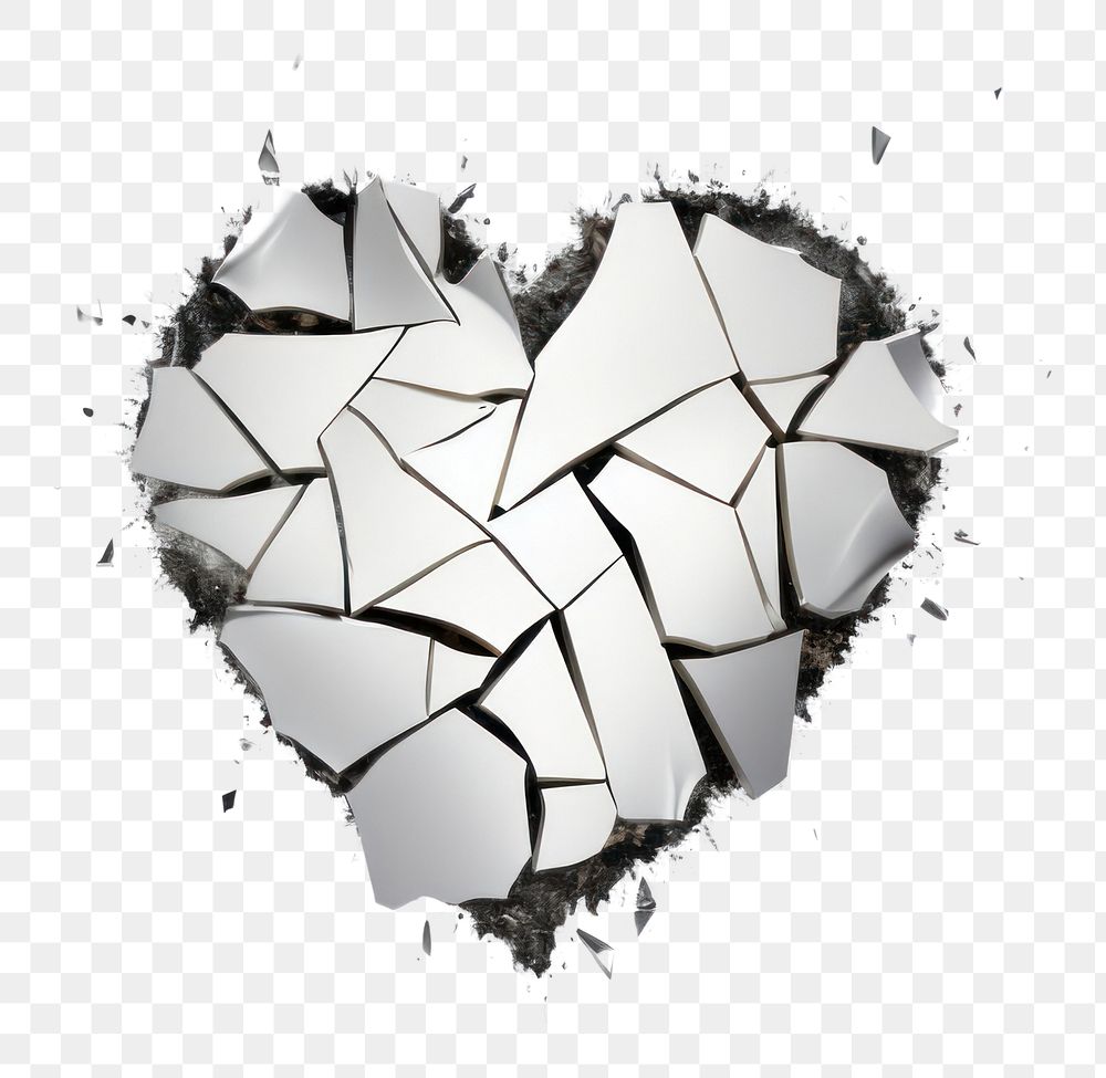 PNG Broken heart in Chrome material white destruction misfortune.