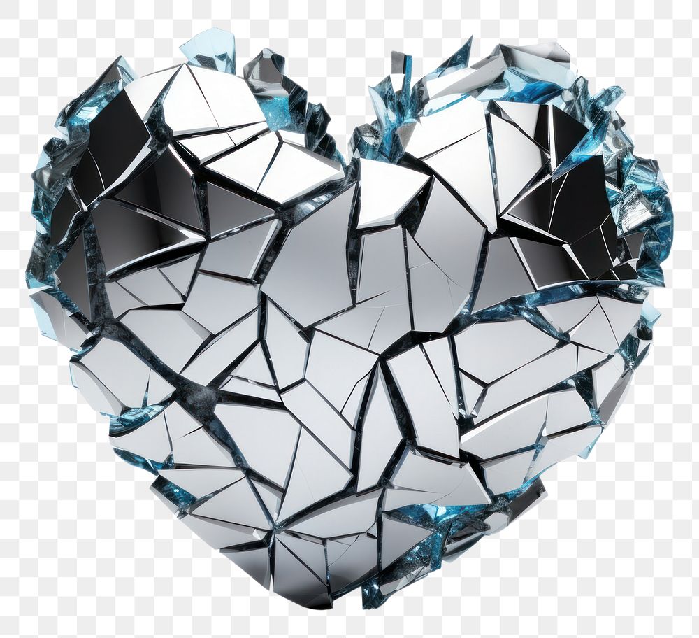 PNG Broken heart in Chrome material jewelry destruction accessories.