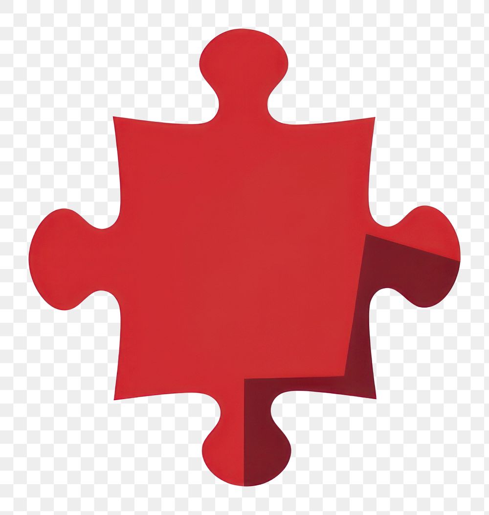 PNG Jigsaw red piece symbol white background incomplete.