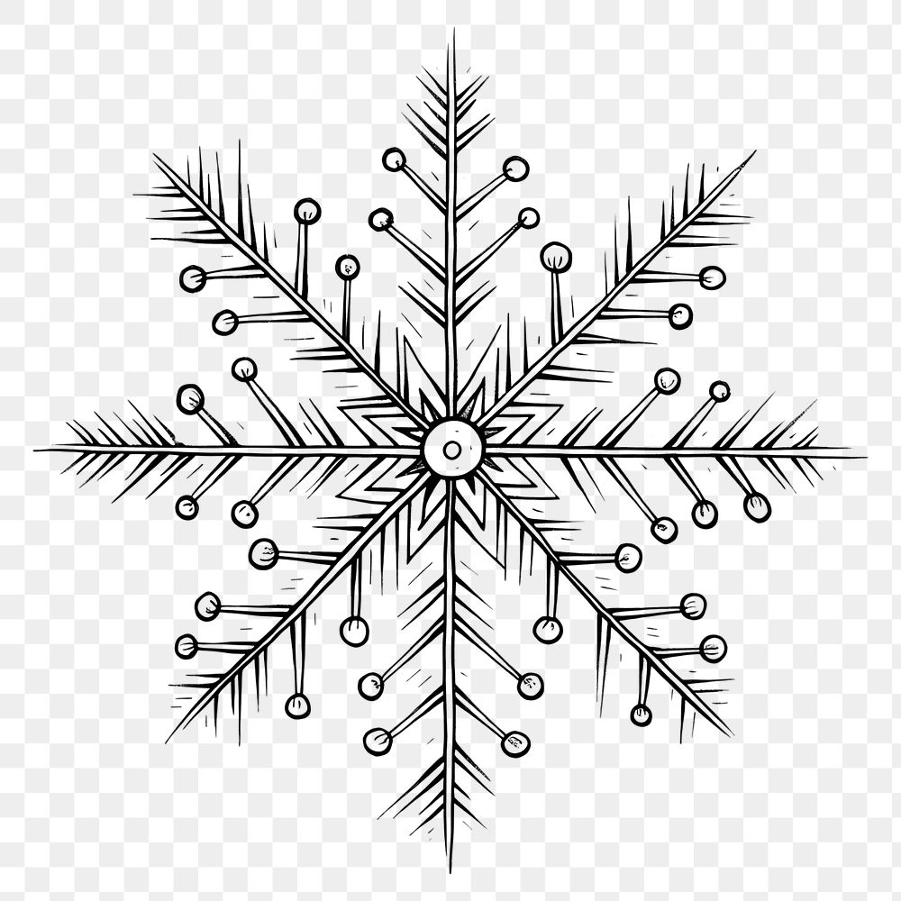 PNG Snowflake drawing white line.