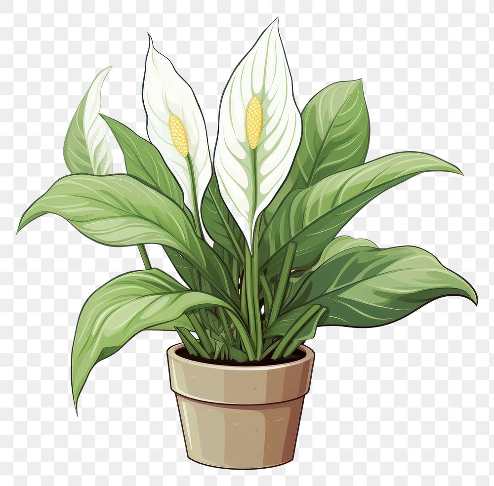 PNG Peace lily plant png sticker flower leaf houseplant.