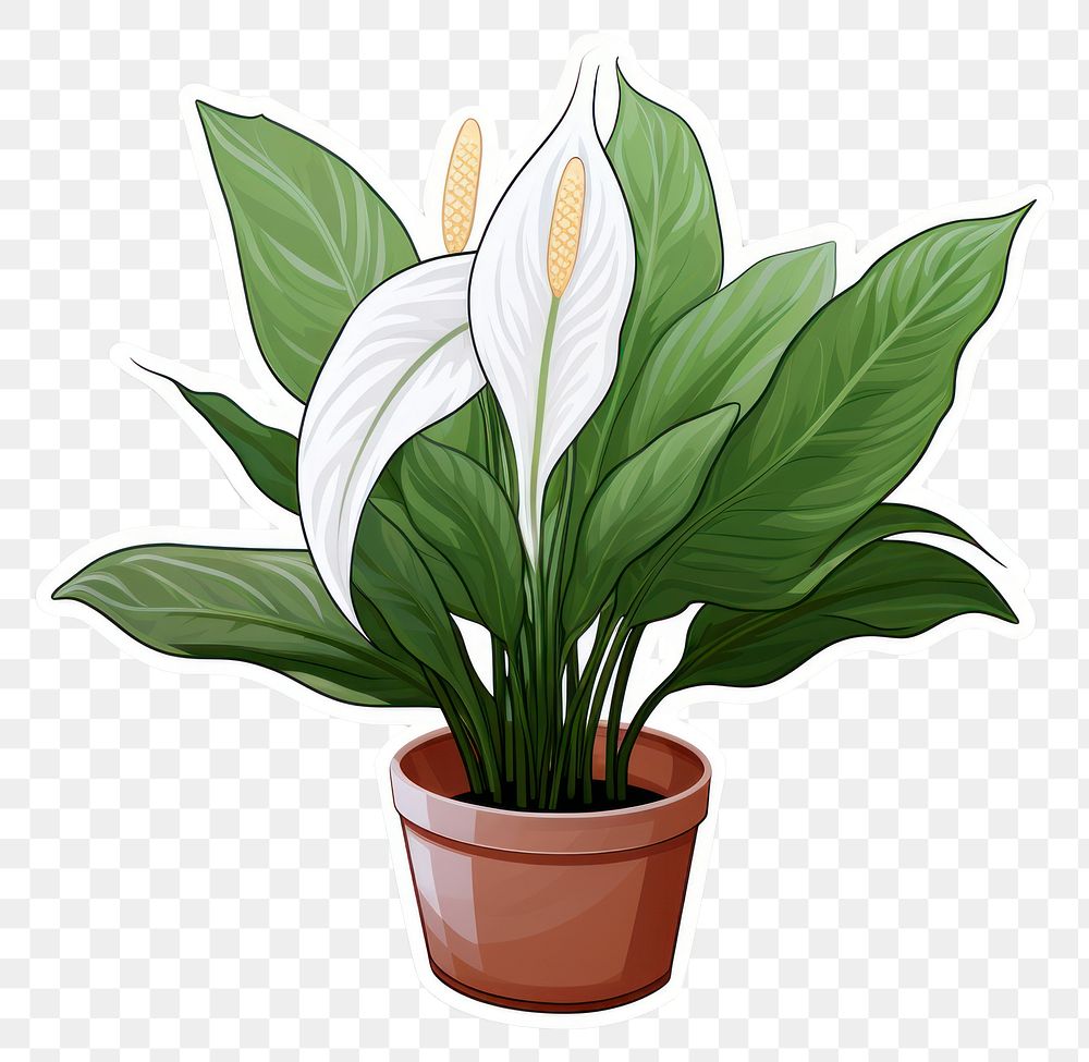 PNG Peace lily plant png sticker flower leaf houseplant.