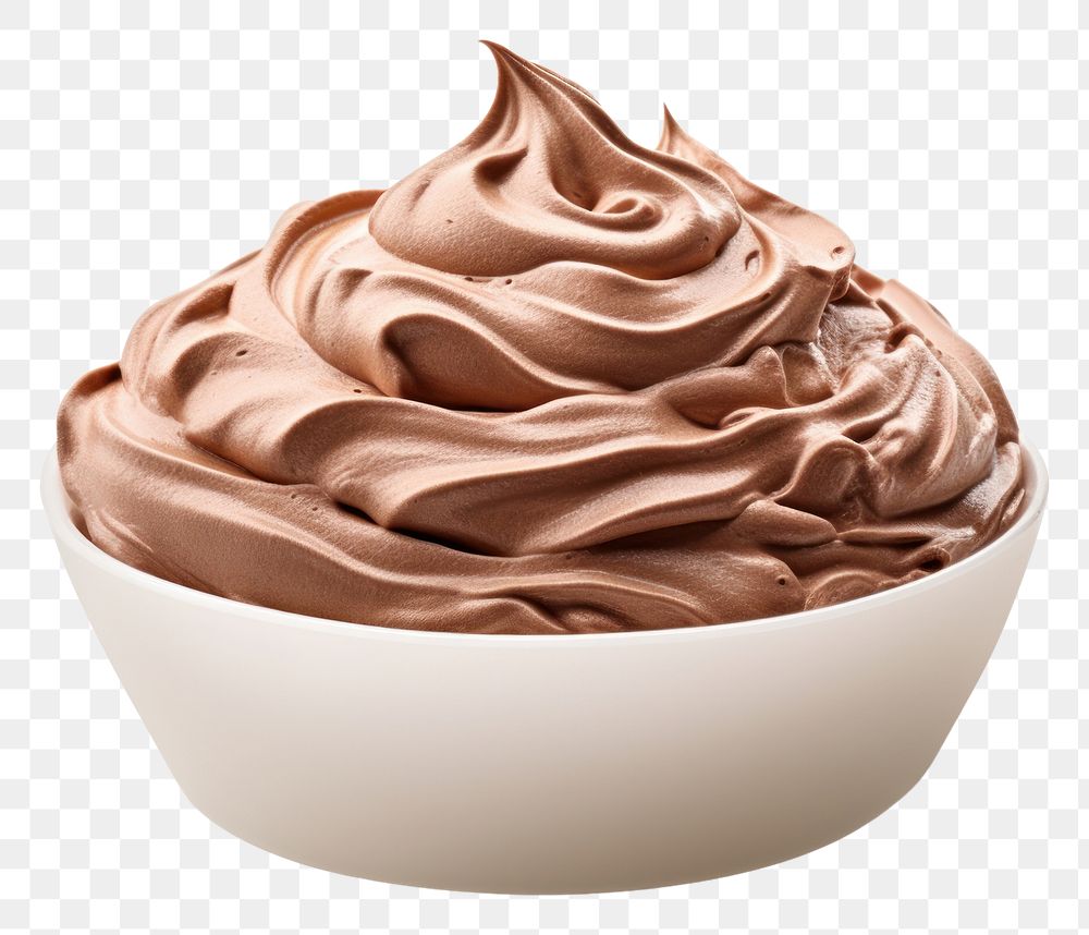 PNG Chocolate whipped cream dessert food white background.