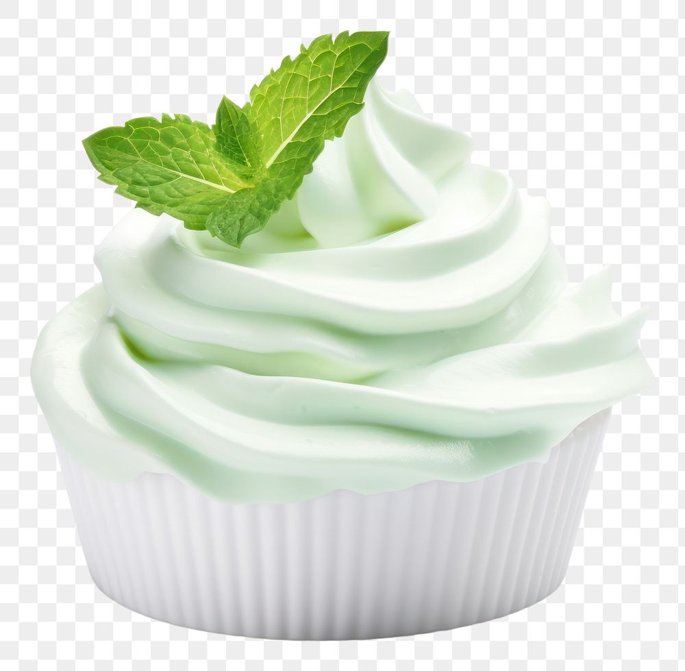 PNG Mint whipped cream dessert cupcake plant.