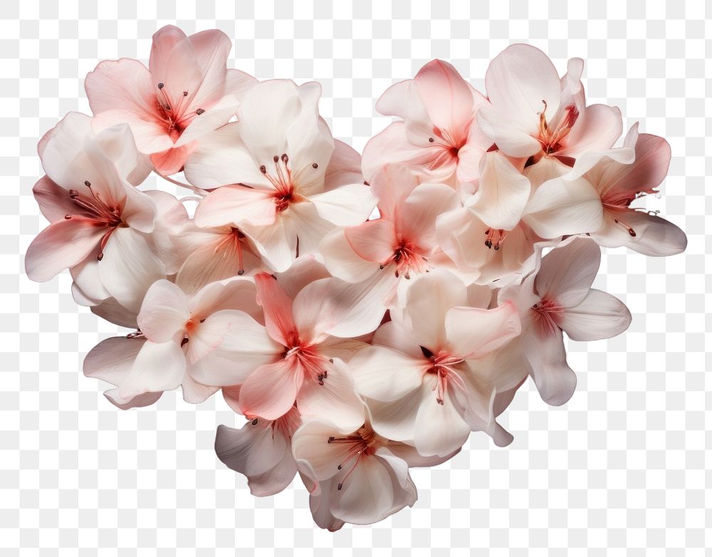 PNG Flowers in heart shape blossom petal plant.