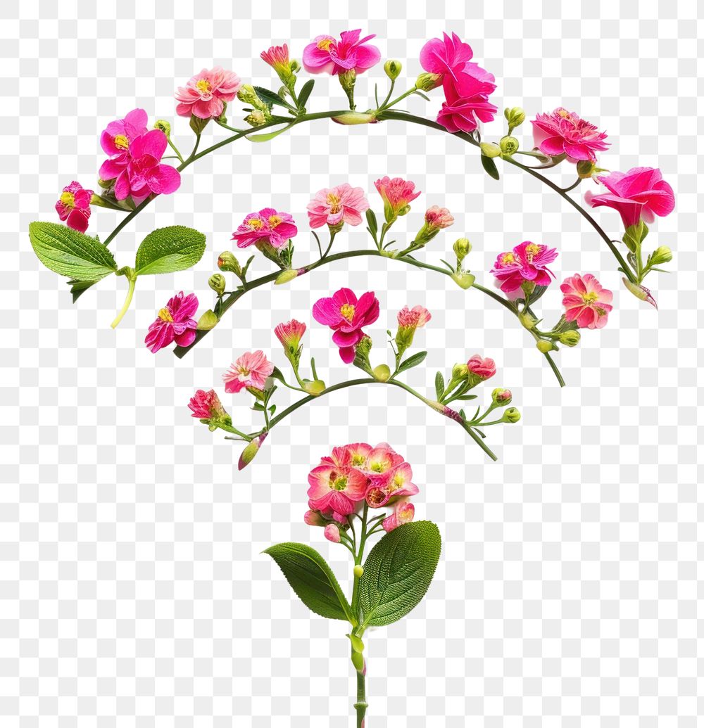 PNG Flat floral wifi shape flower petal plant.