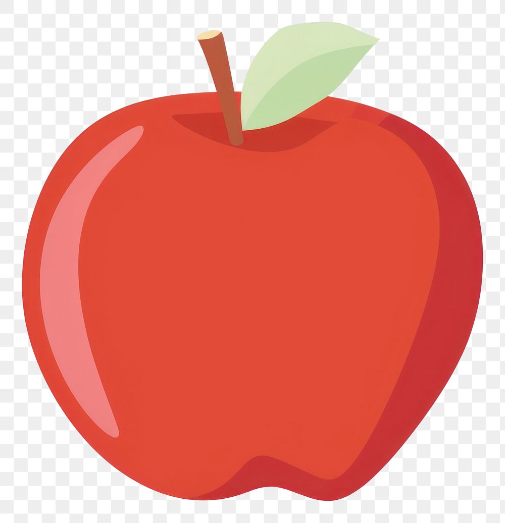 PNG Retro cantoon red apple fruit plant food.