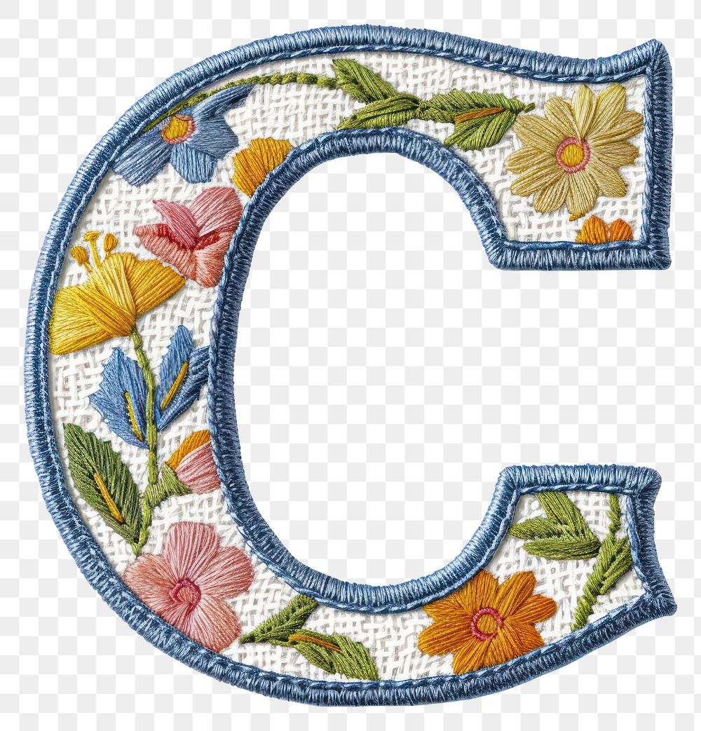 PNG Alphabet C embroidery pattern white background.