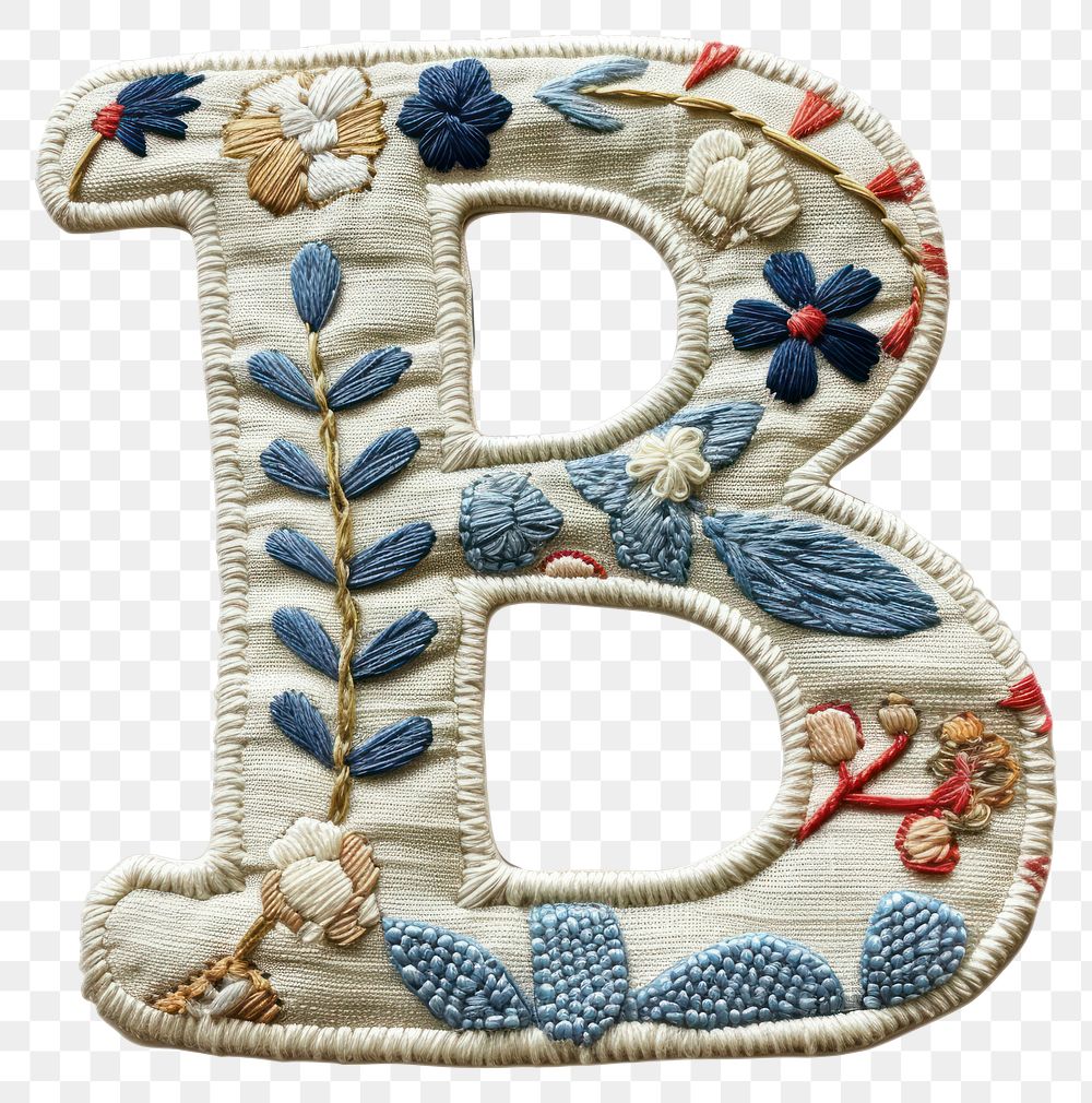 PNG Alphabet B embroidery pattern white background.