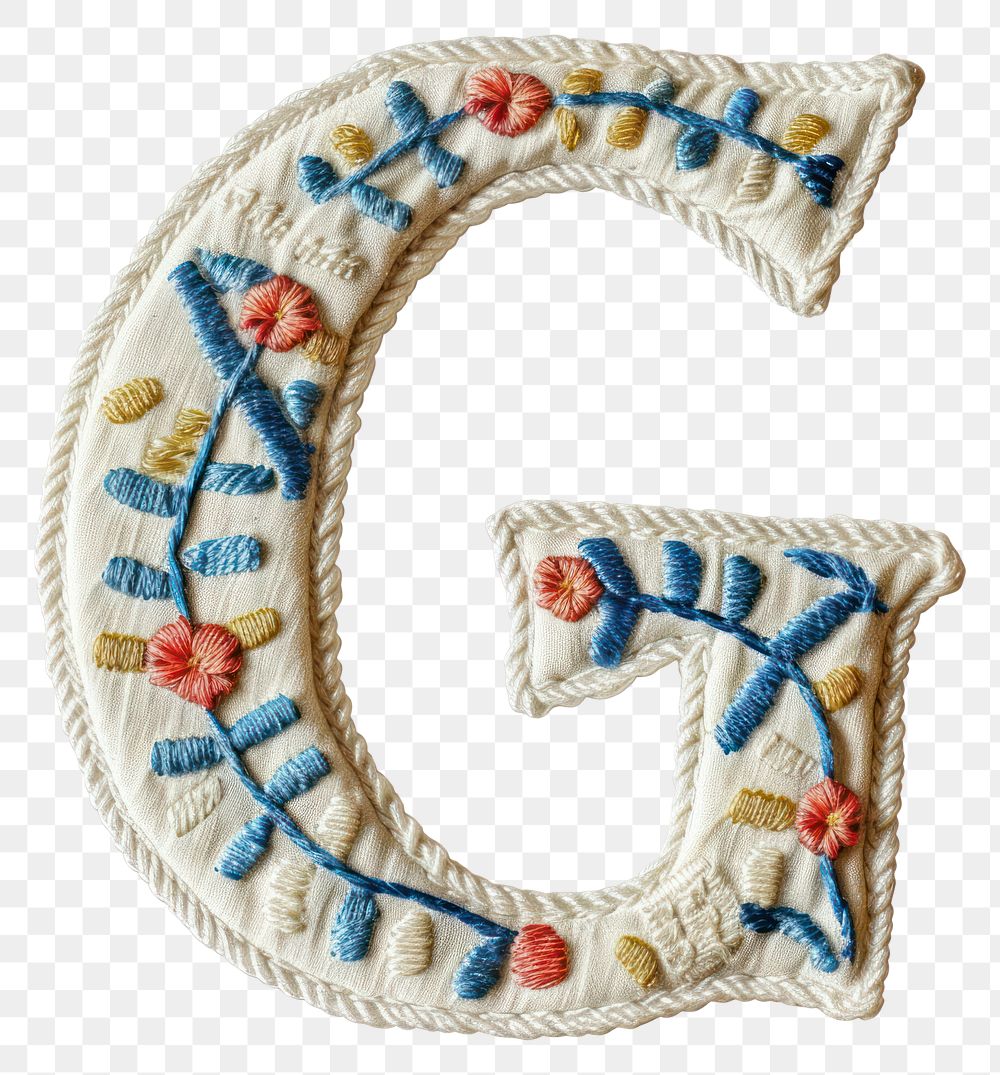 PNG Alphabet G embroidery pattern white background.