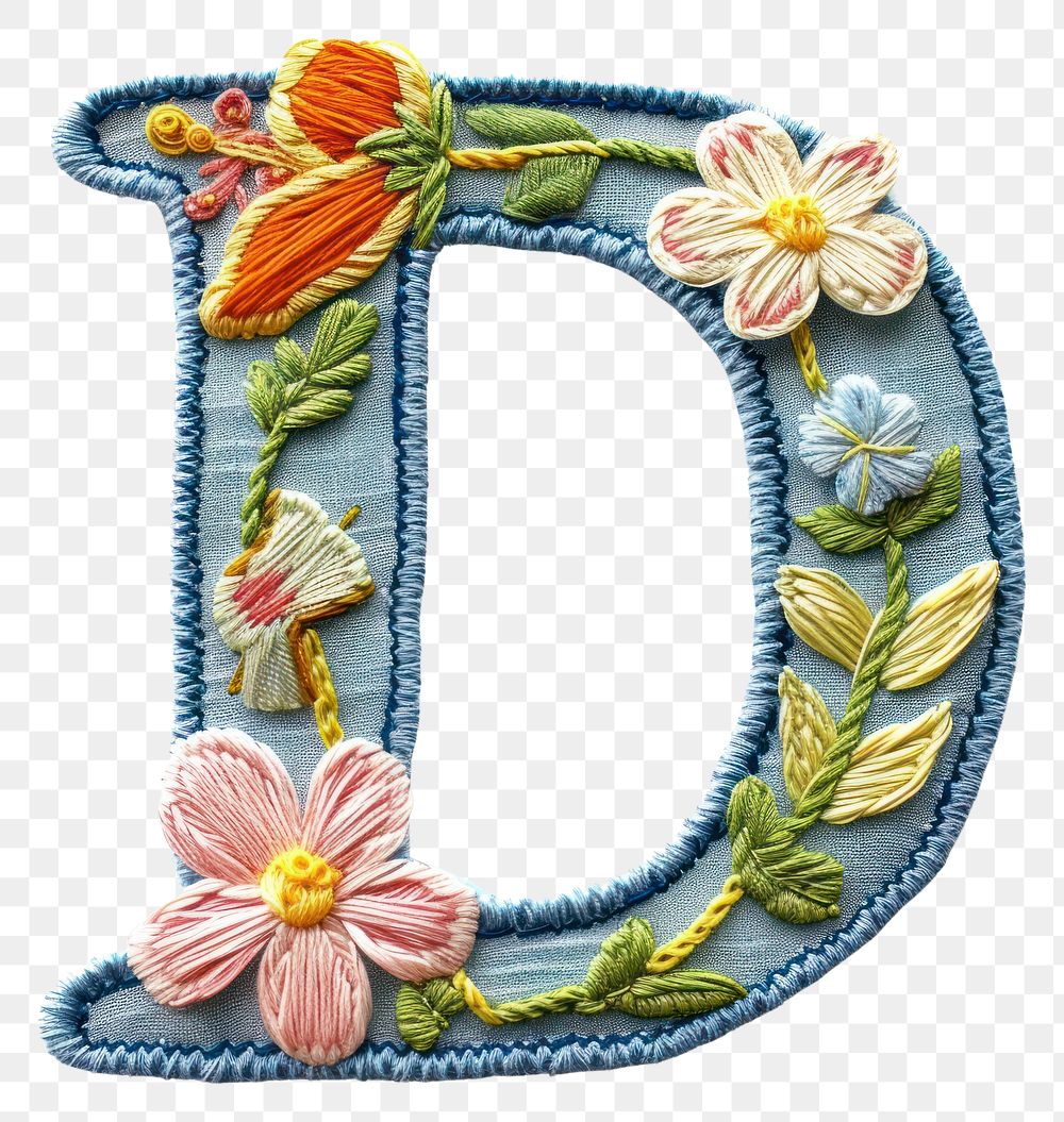 PNG Alphabet D embroidery pattern white background.