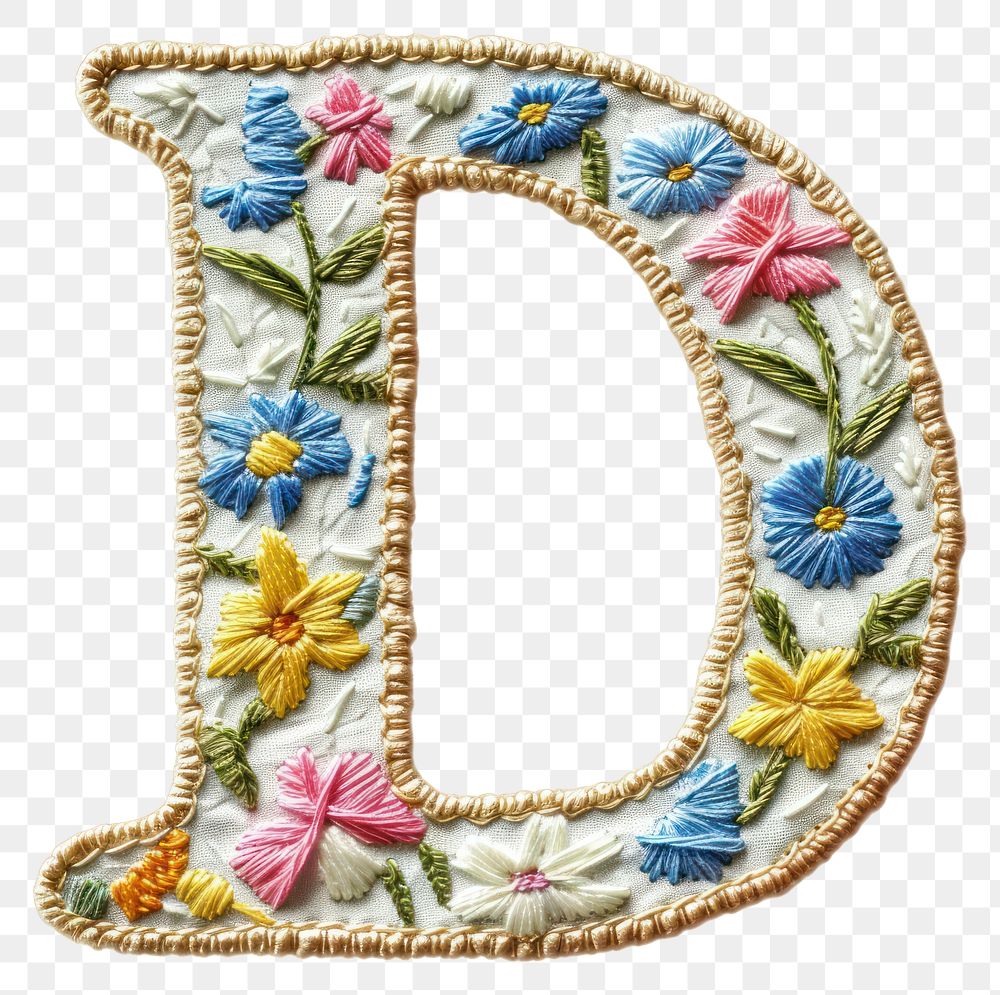 PNG Alphabet D embroidery pattern white background.