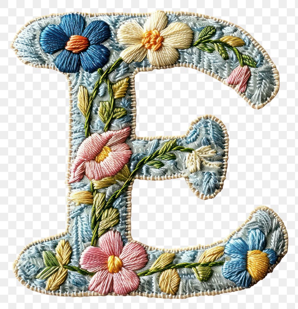 PNG Alphabet e embroidery pattern white background
