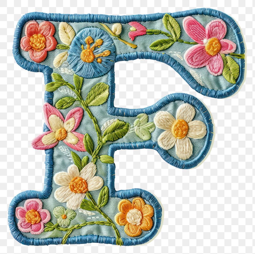 PNG Alphabet F embroidery pattern white background.