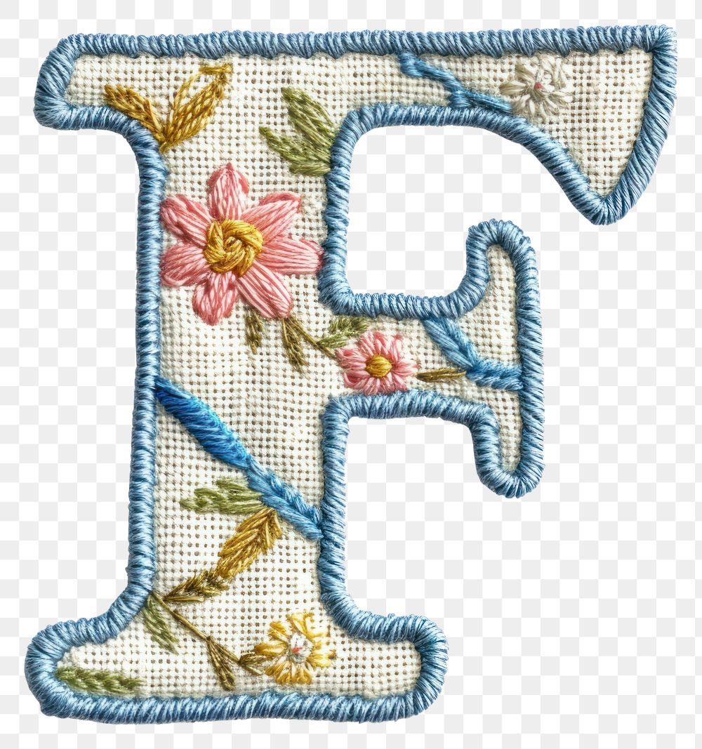 PNG Alphabet F embroidery pattern white background.