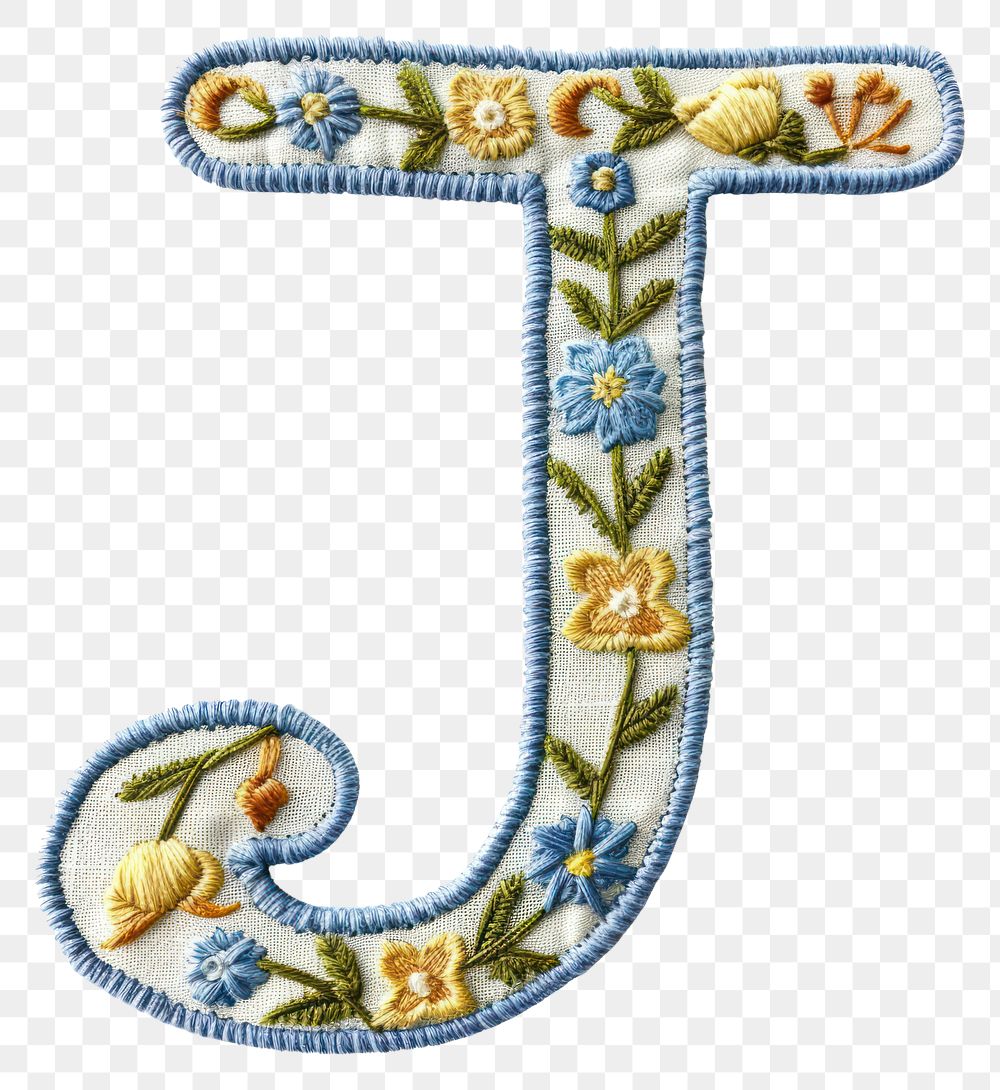 PNG Alphabet J embroidery pattern white background.
