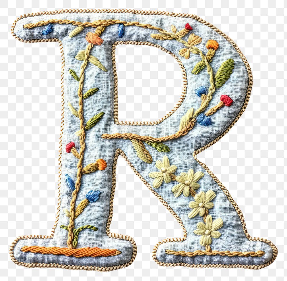 PNG Alphabet R embroidery pattern text.