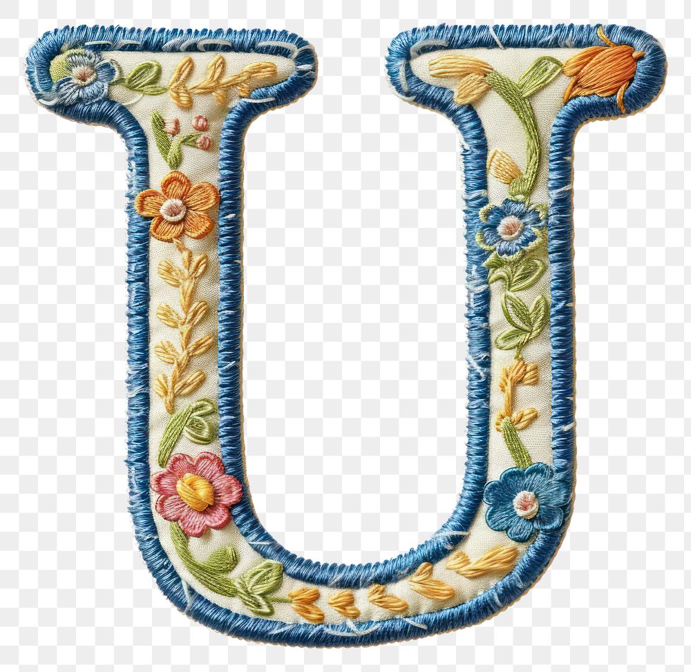 PNG Alphabet U embroidery pattern white background.