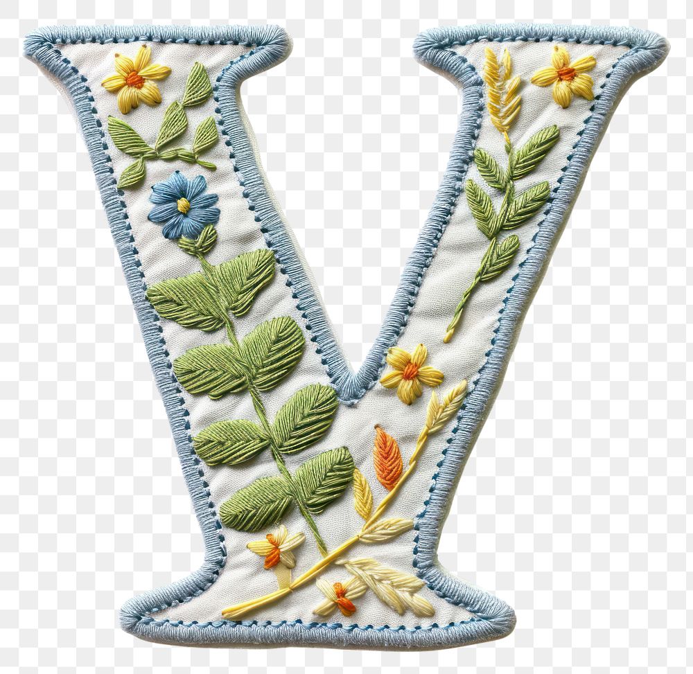 PNG Alphabet V embroidery pattern white background.