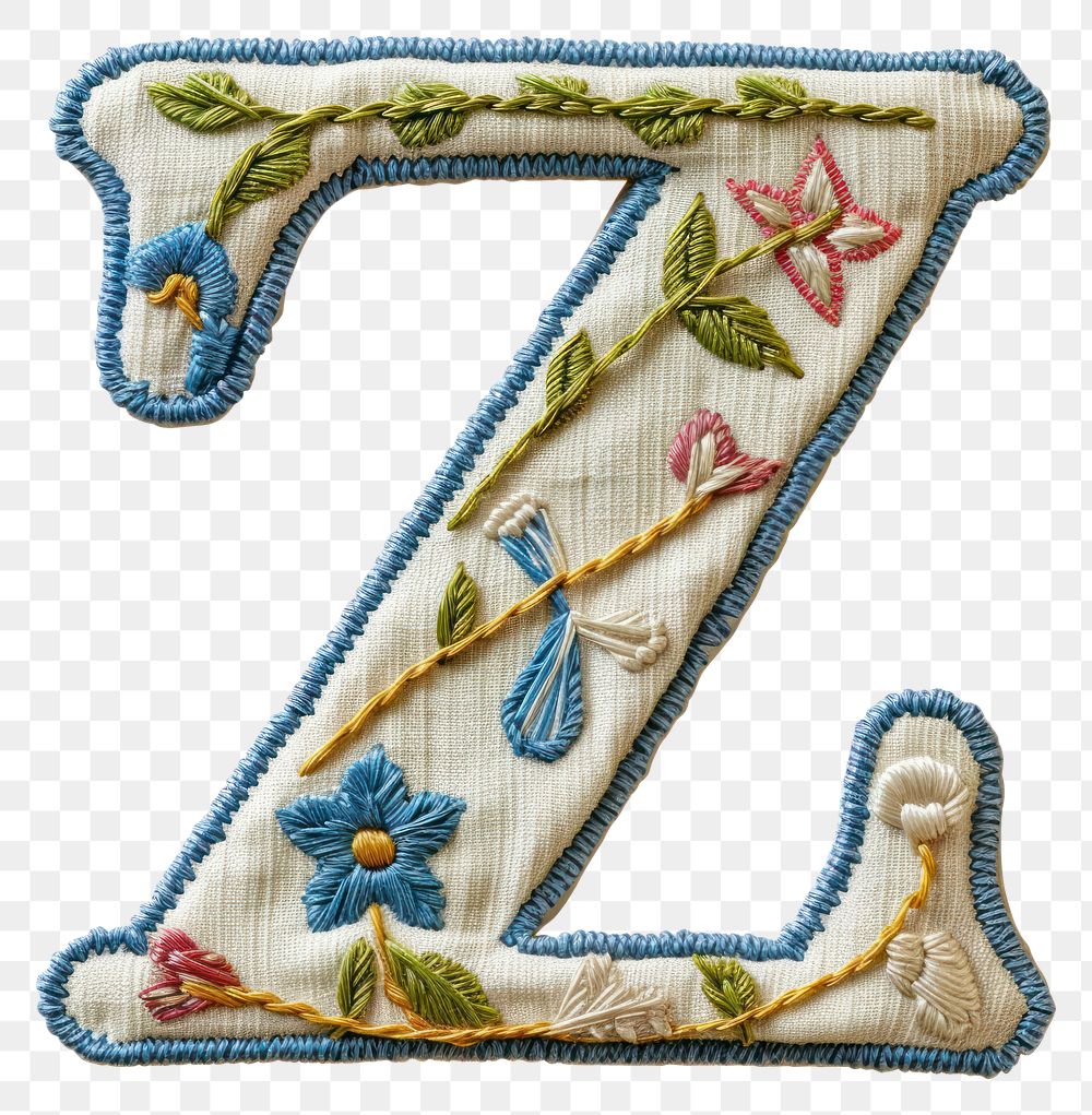 PNG Alphabet Z embroidery pattern white background.