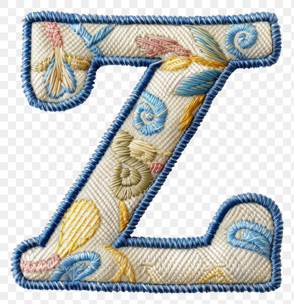 PNG Alphabet Z embroidery pattern white background.