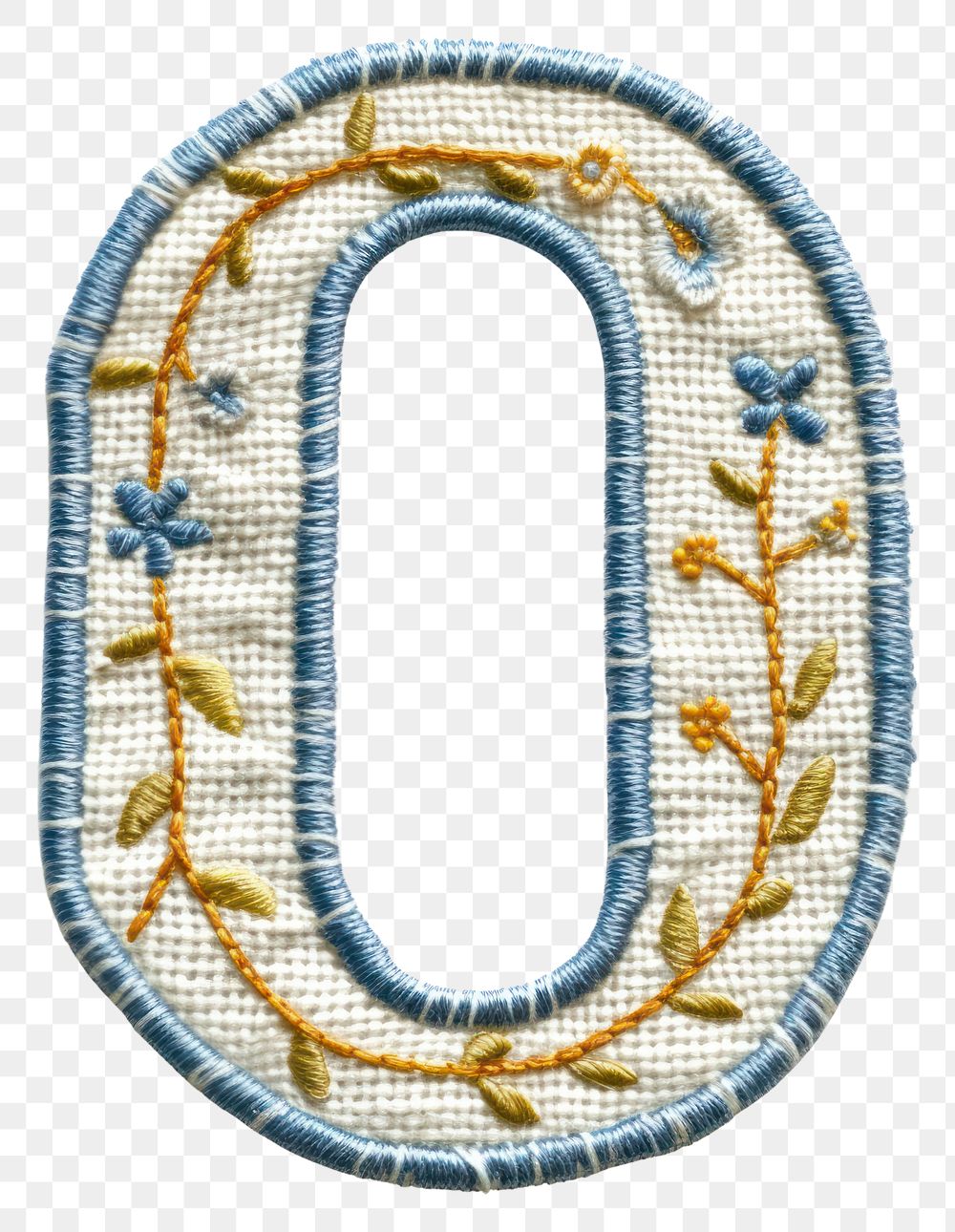 PNG Number 0 embroidery pattern white background.