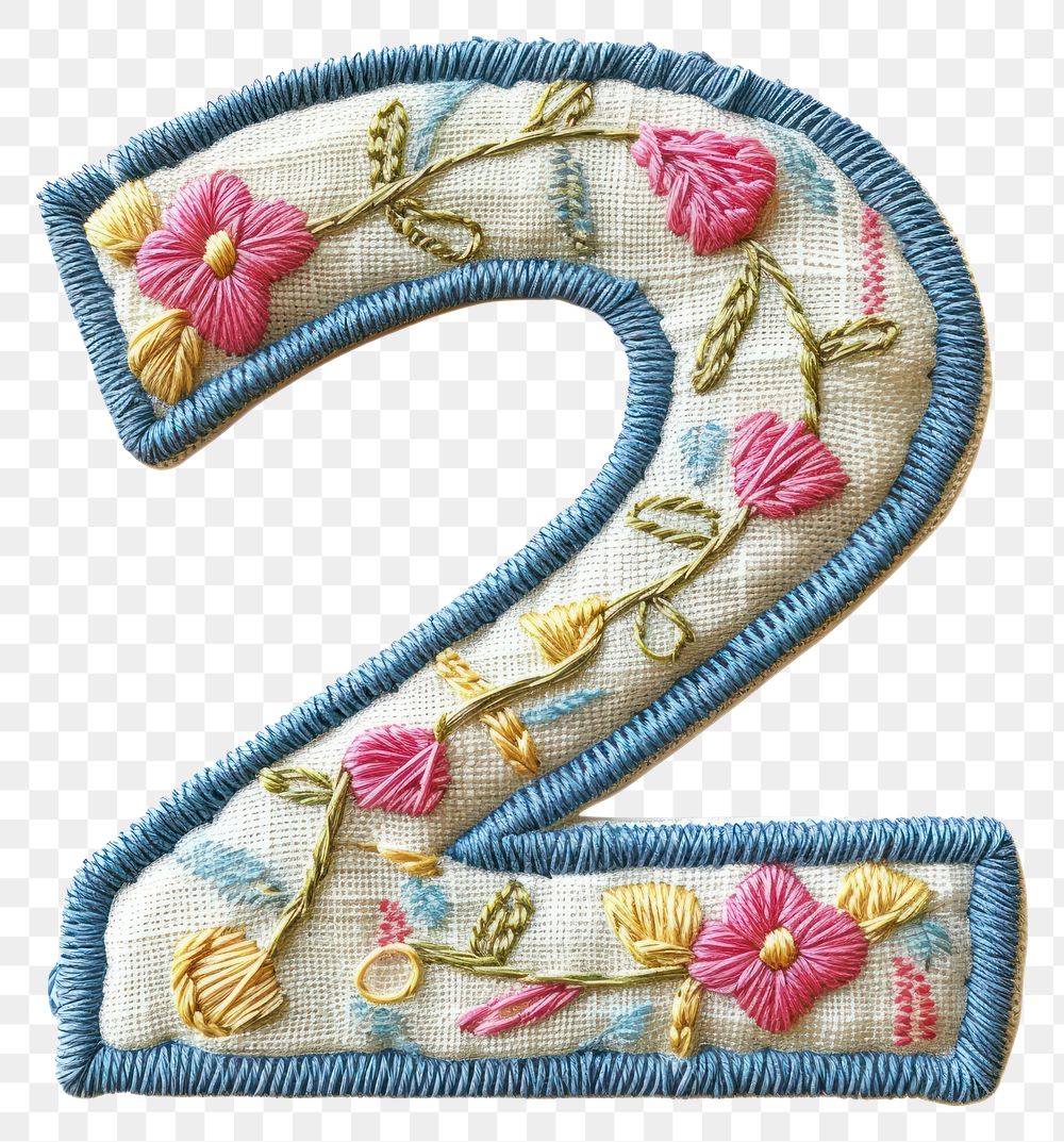 PNG Number 2 embroidery pattern white background