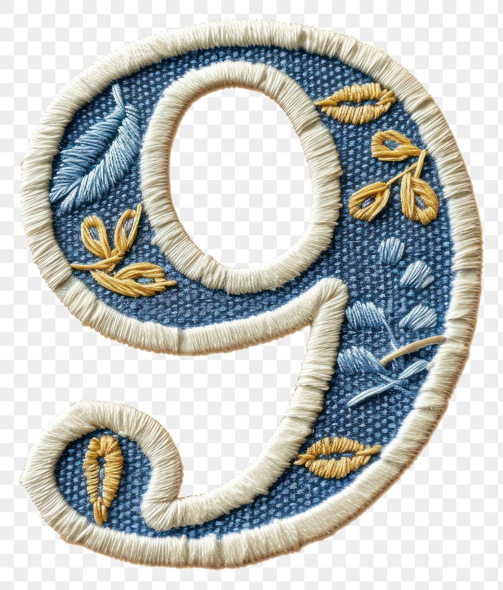 PNG Number 9 embroidery pattern white background.