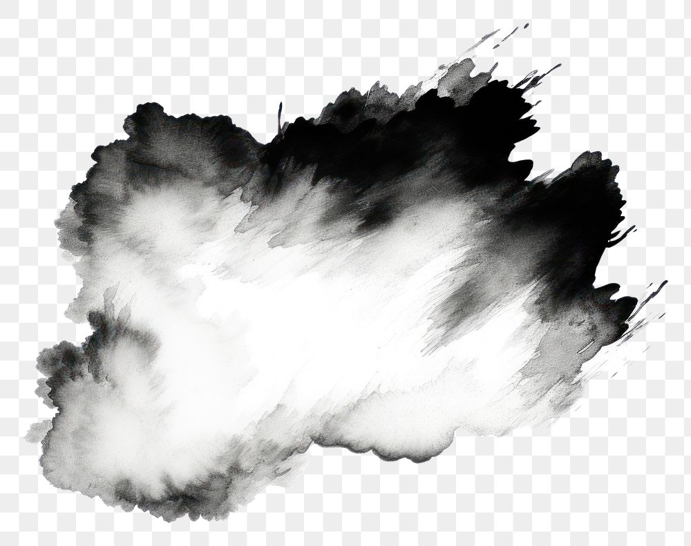 PNG Cloud white black ink.
