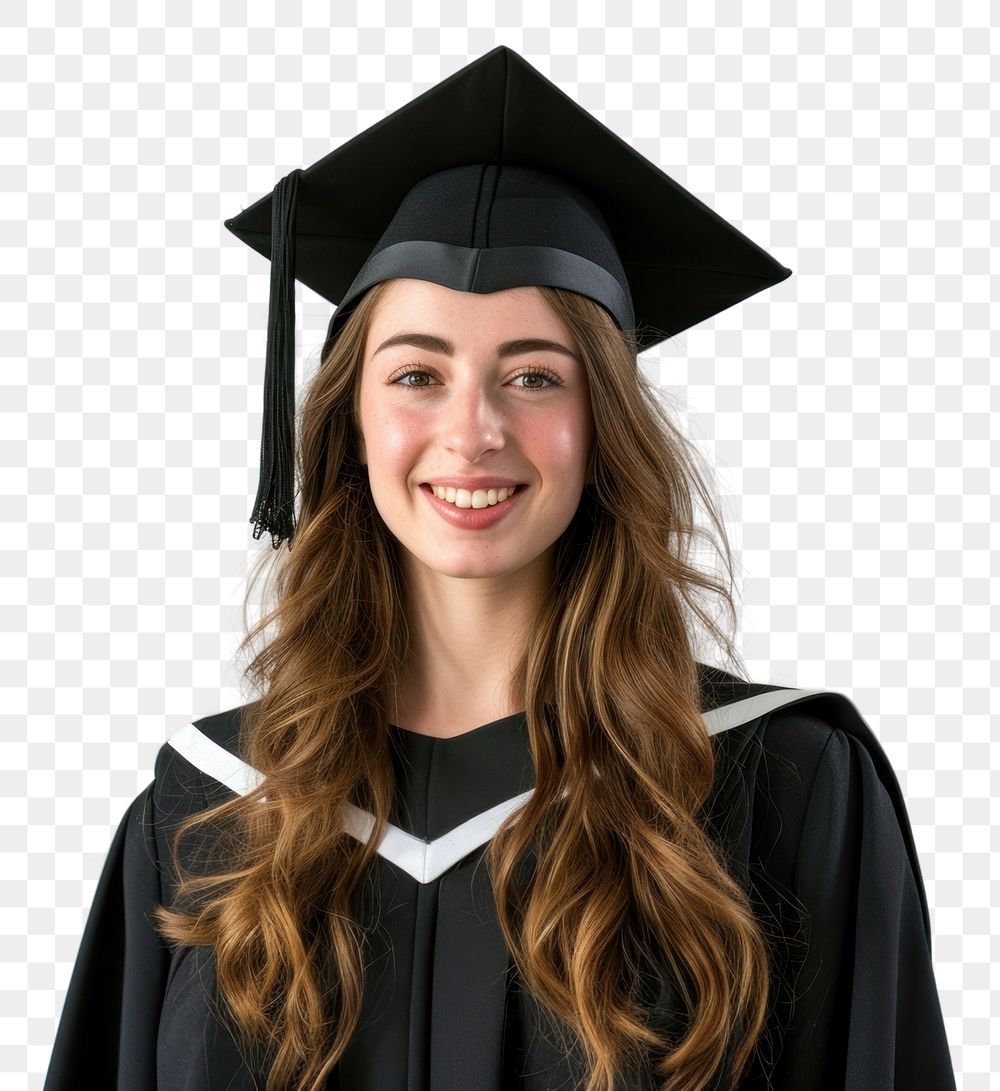 PNG Happy british woman graduation portrait student.