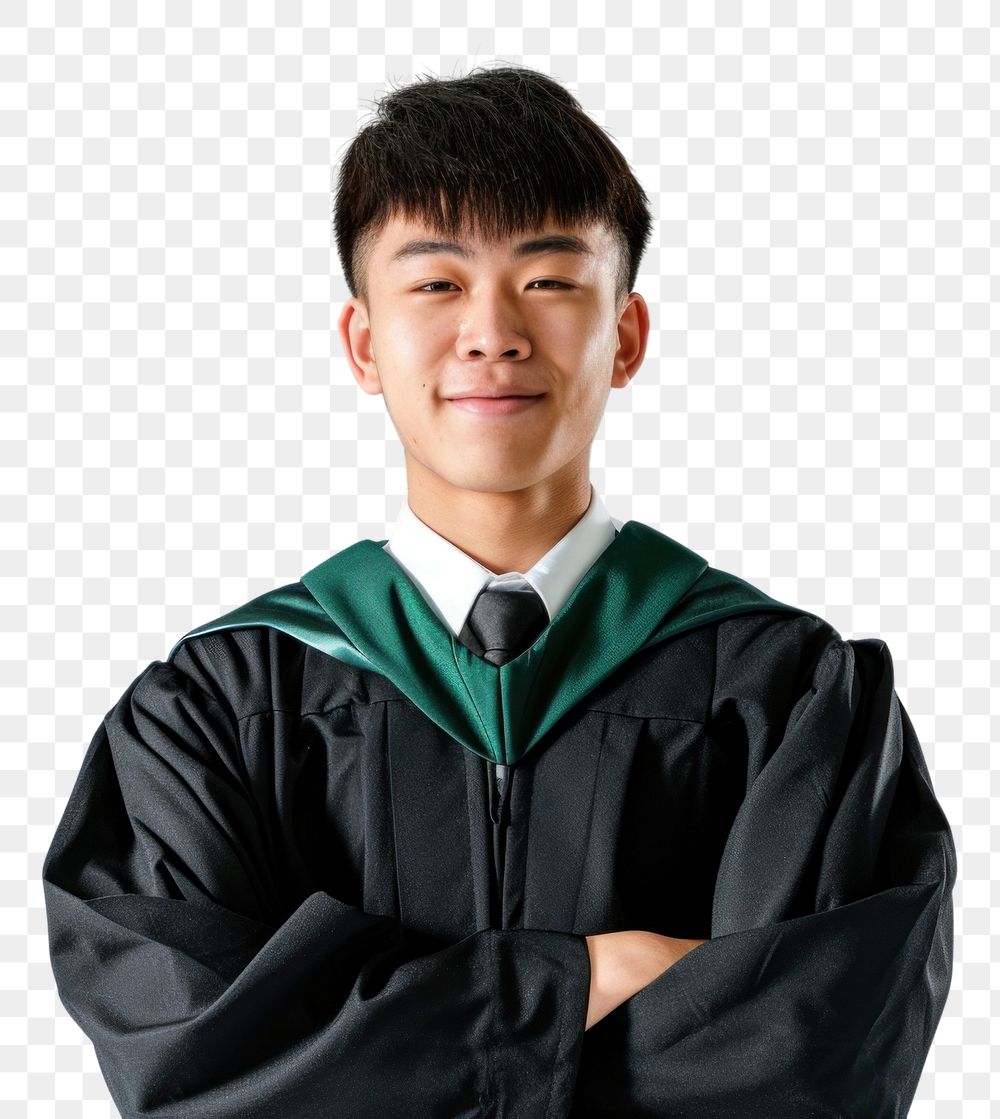 PNG Happy chinese man student university graduation.