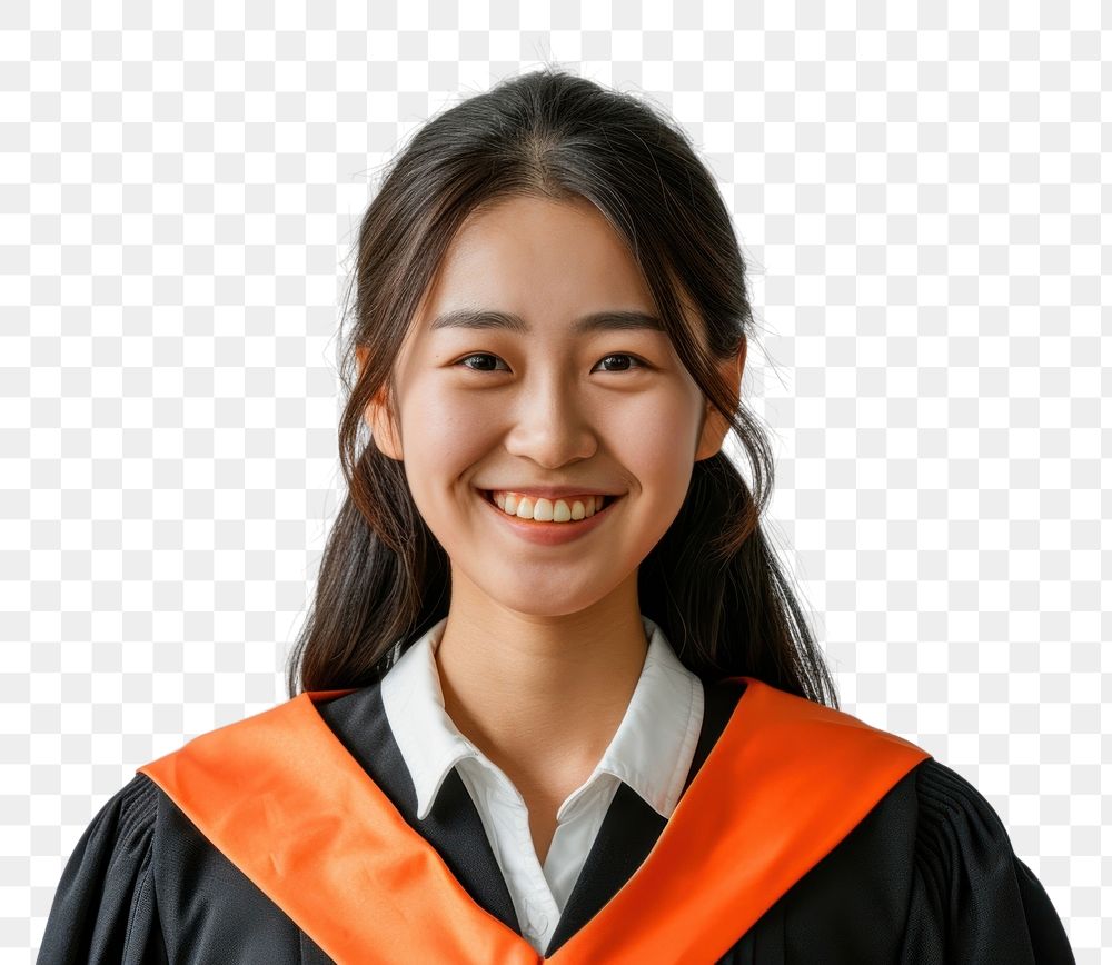 PNG Happy chinese woman student university graduation.