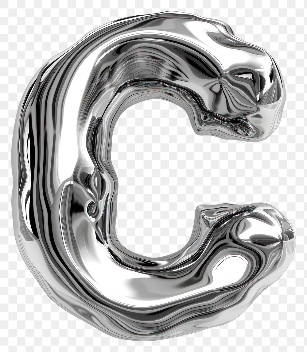 PNG Alphabet C letter silver curve monochrome.
