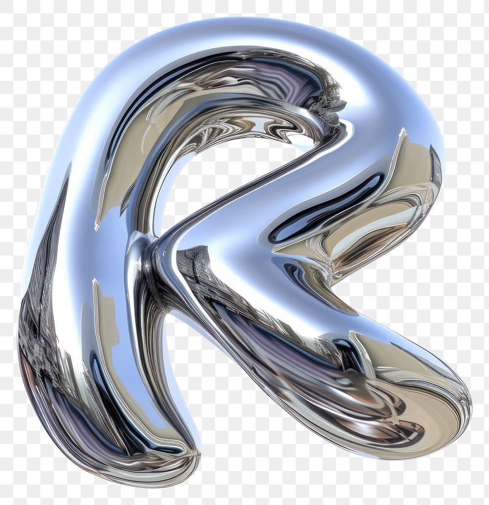 PNG Alphabet R letter silver curve clothing.