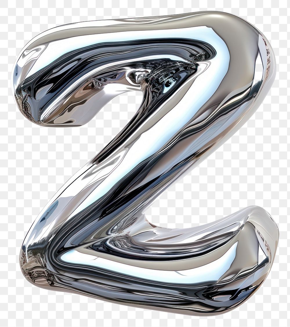 PNG Alphabet Z letter silver curve jewelry