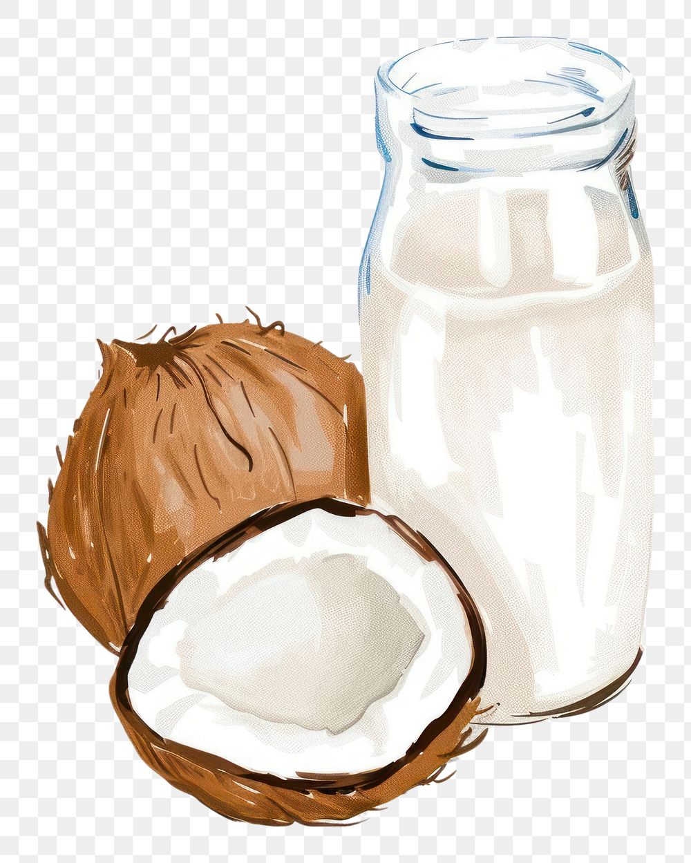 PNG Coconut milk bottle dairy food.