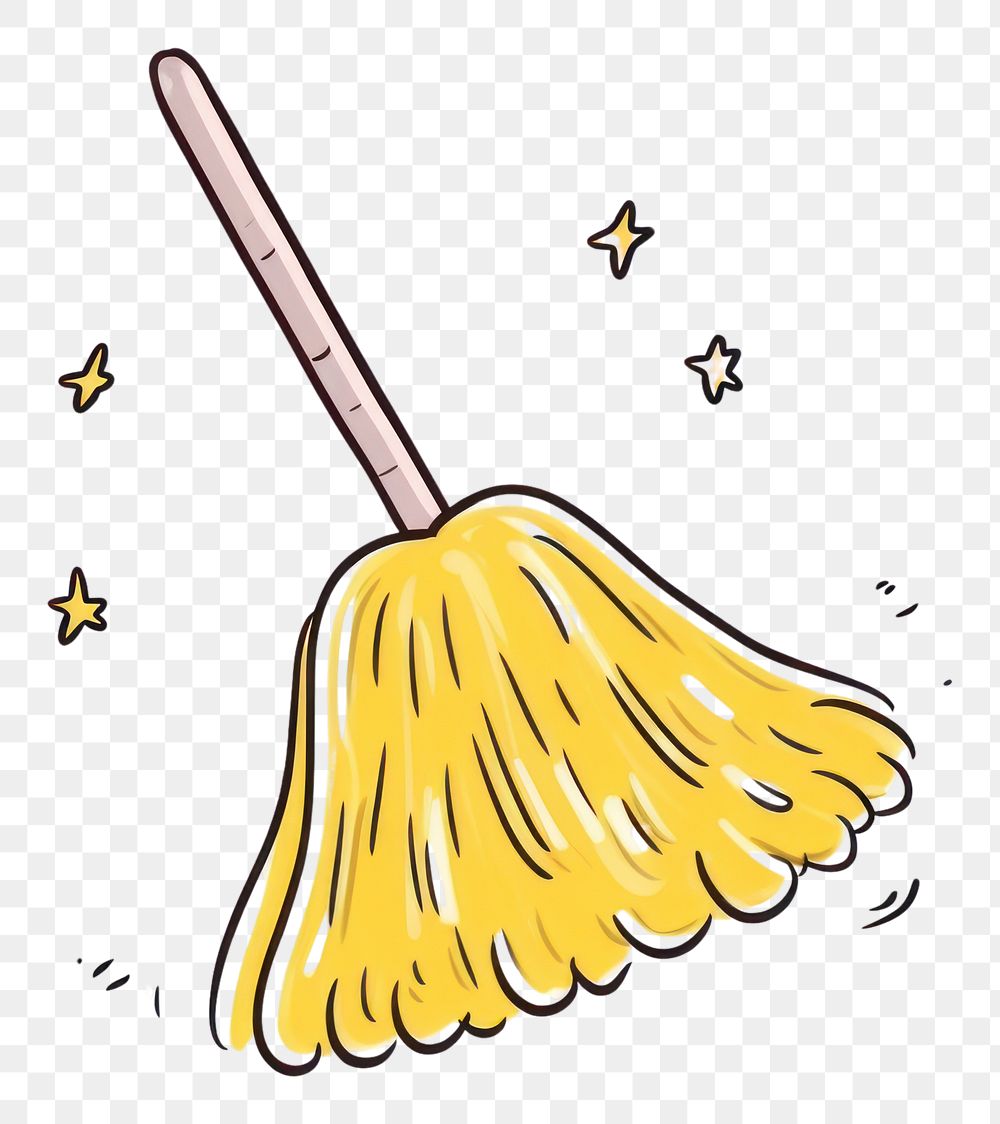 PNG Doodle illustration broom cartoon cleanliness housework.