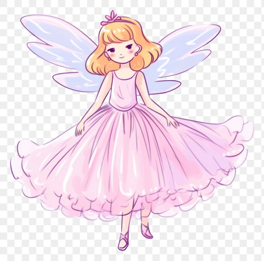 PNG Doodle illustration fairy cartoon angel cute.