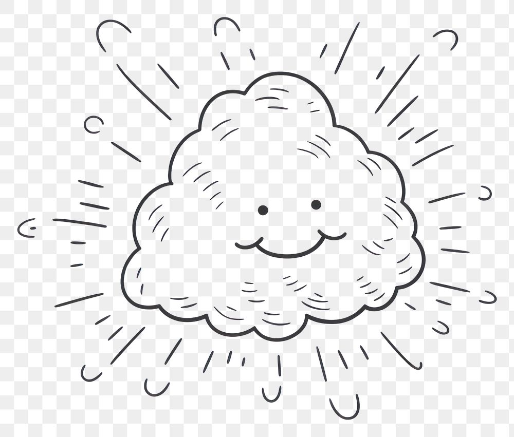 PNG Doodle illustration sun blowing cloud cartoon drawing sketch.
