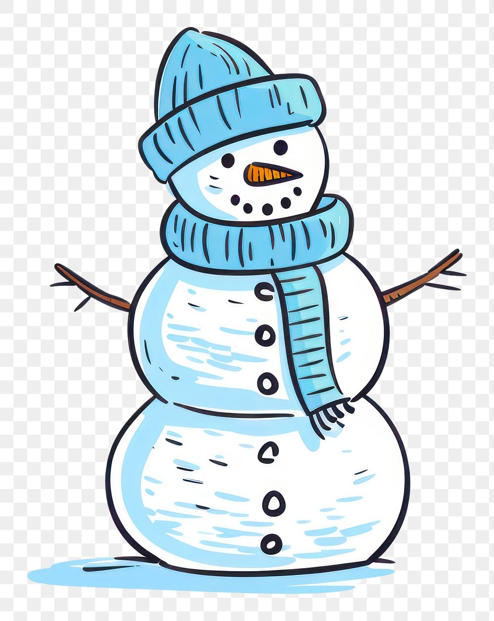 PNG Doodle illustration snowman cartoon winter white.