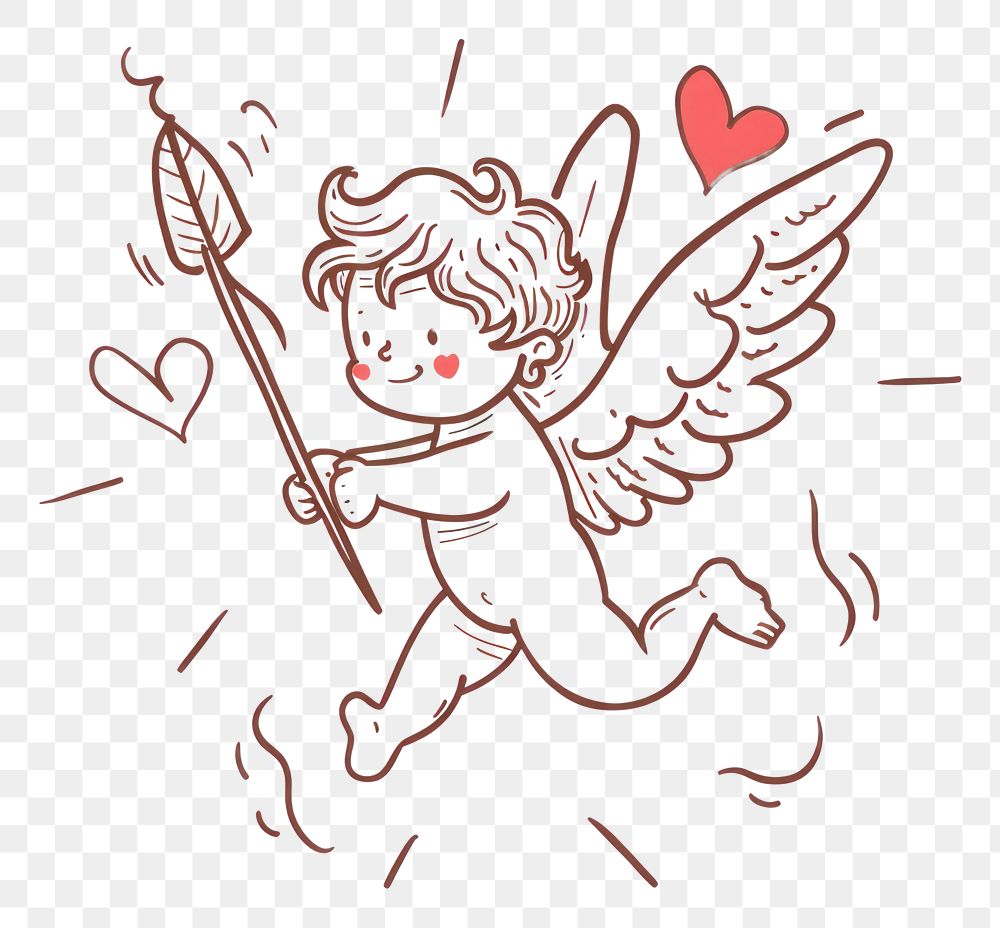 PNG Cupid doodle line representation.