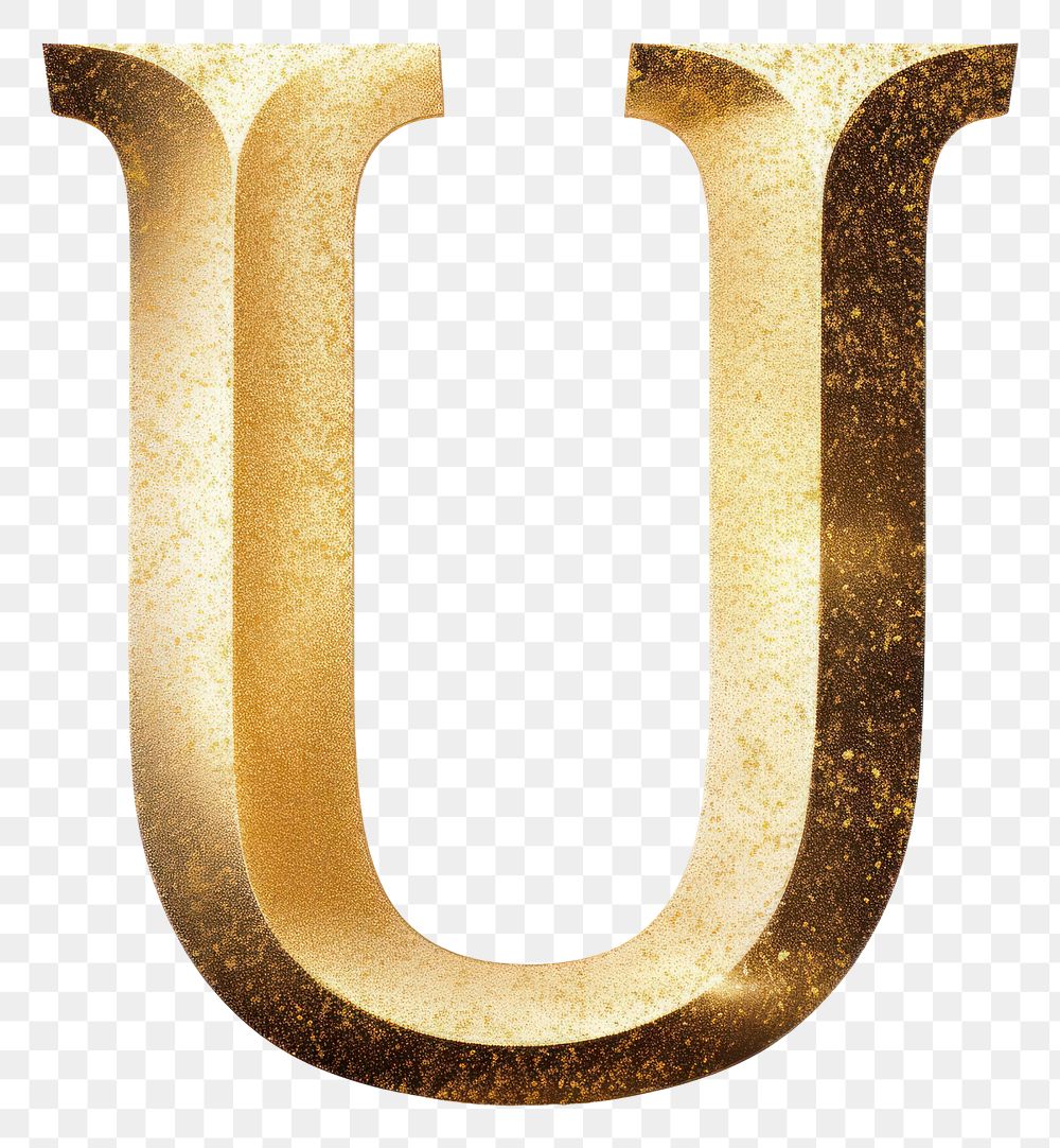 PNG Golden alphabet U letter text white background pattern.