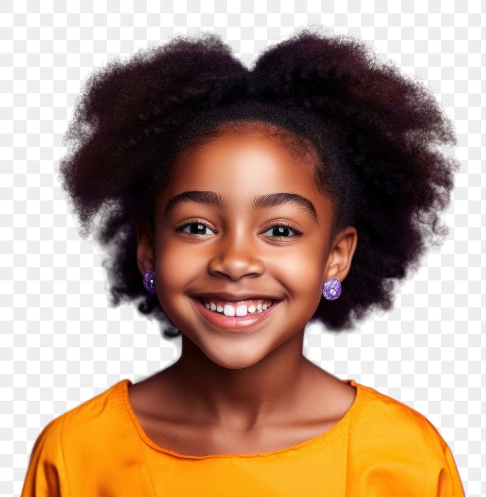 PNG Kid girl makeup broadcasting portrait smile photo.