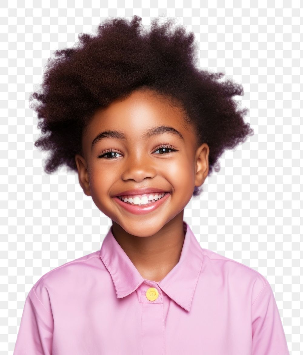 PNG Kid girl makeup broadcasting portrait smile photo.